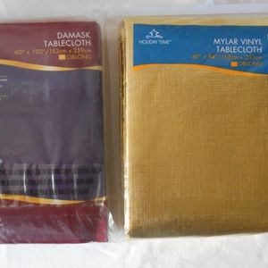 Holiday Time 1 vinyl and 1 Damask tablecloths